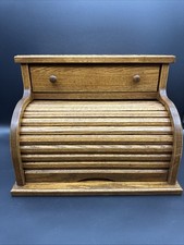 VTG Roll Top Solid Wood Bread Box Counter Top...
