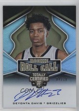2016-17 Panini Totally Certified Rookie Roll Call Gold /10 Deyonta Davis Auto RC