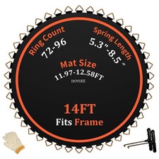 Black Replacement Trampoline Mat Fits 14ft Frame 72 V-Ring 6.5"-7" Spring Length
