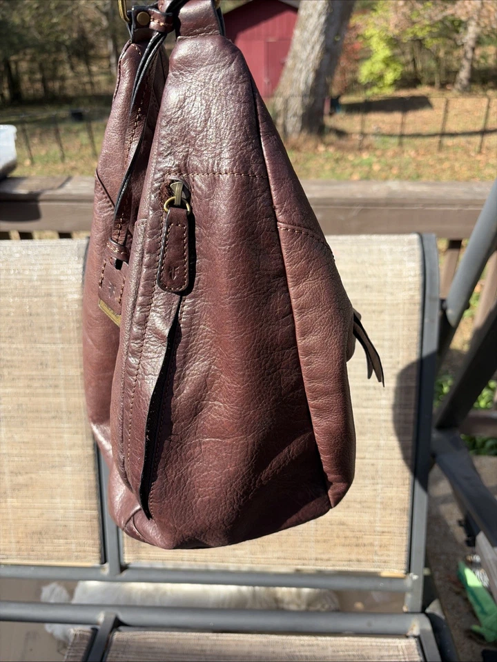 Frye Large Chocolate Brown Leather Hobo Bag Jenny Slouchy Crescent - Image 4 of 4