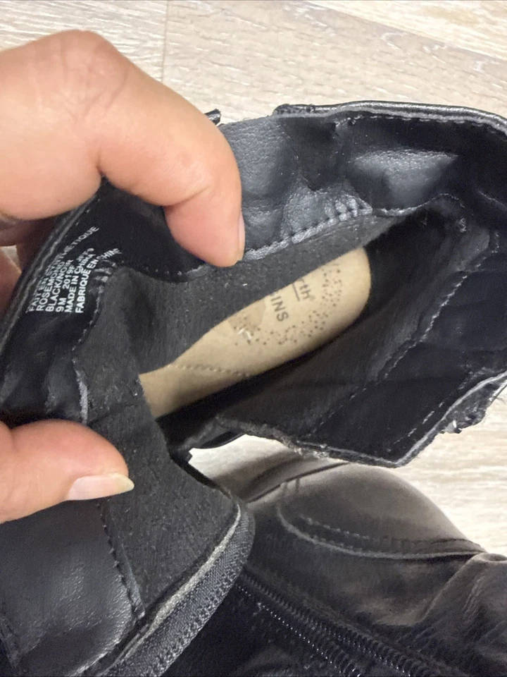 Earth Origins Negro Sólido Cremallera Punta Cerrada Cuero Talla 9M Estilo Tobillo Foto 4 de 4