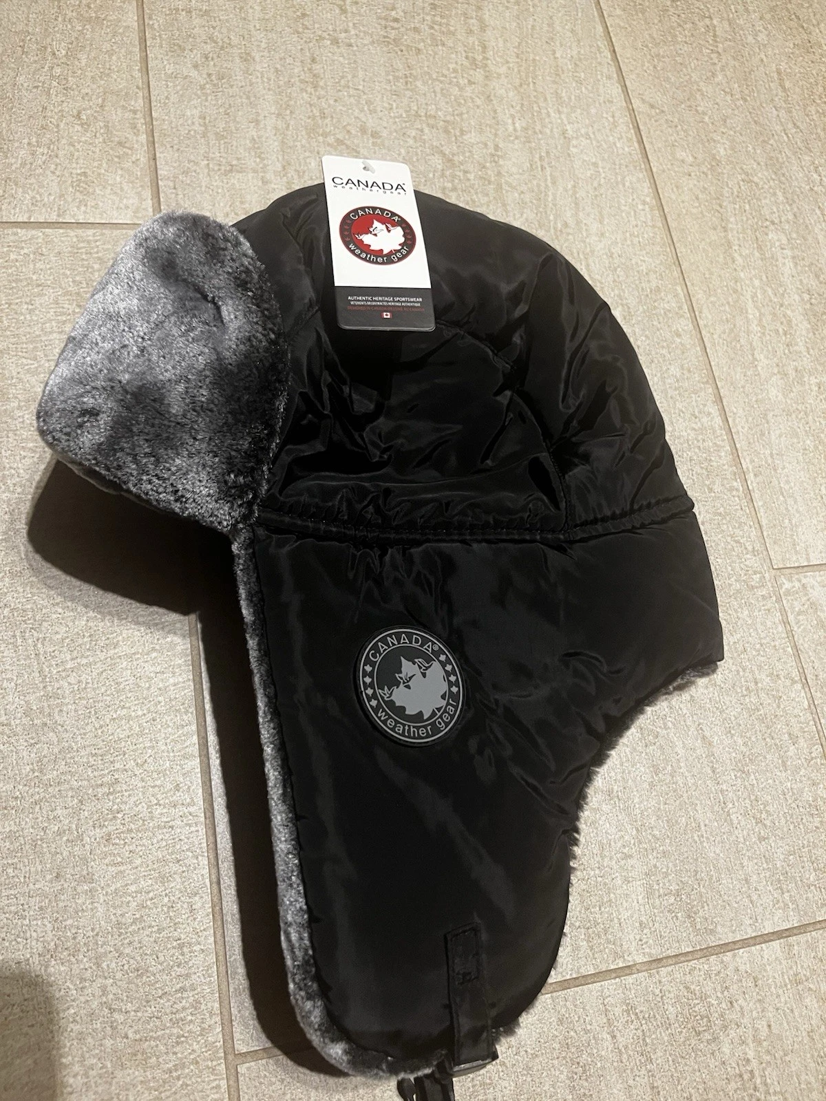 Canada Weather Gear Faux Fur Trapper Hat Men's O/S Gray Sherpa Fleece Chin Strap