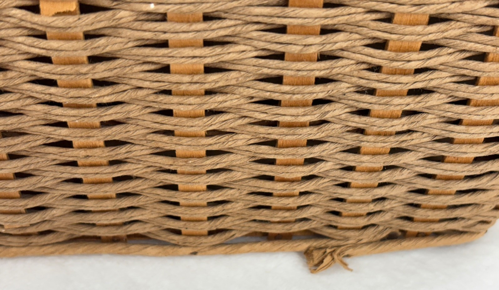 Vintage Tapestry Woven Wicker Sewing Basket Box Windmill Scene Made in Korea