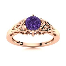 925 Silver Amethyst Gemstone Statement Prong New Solitaire Ring Jewelry