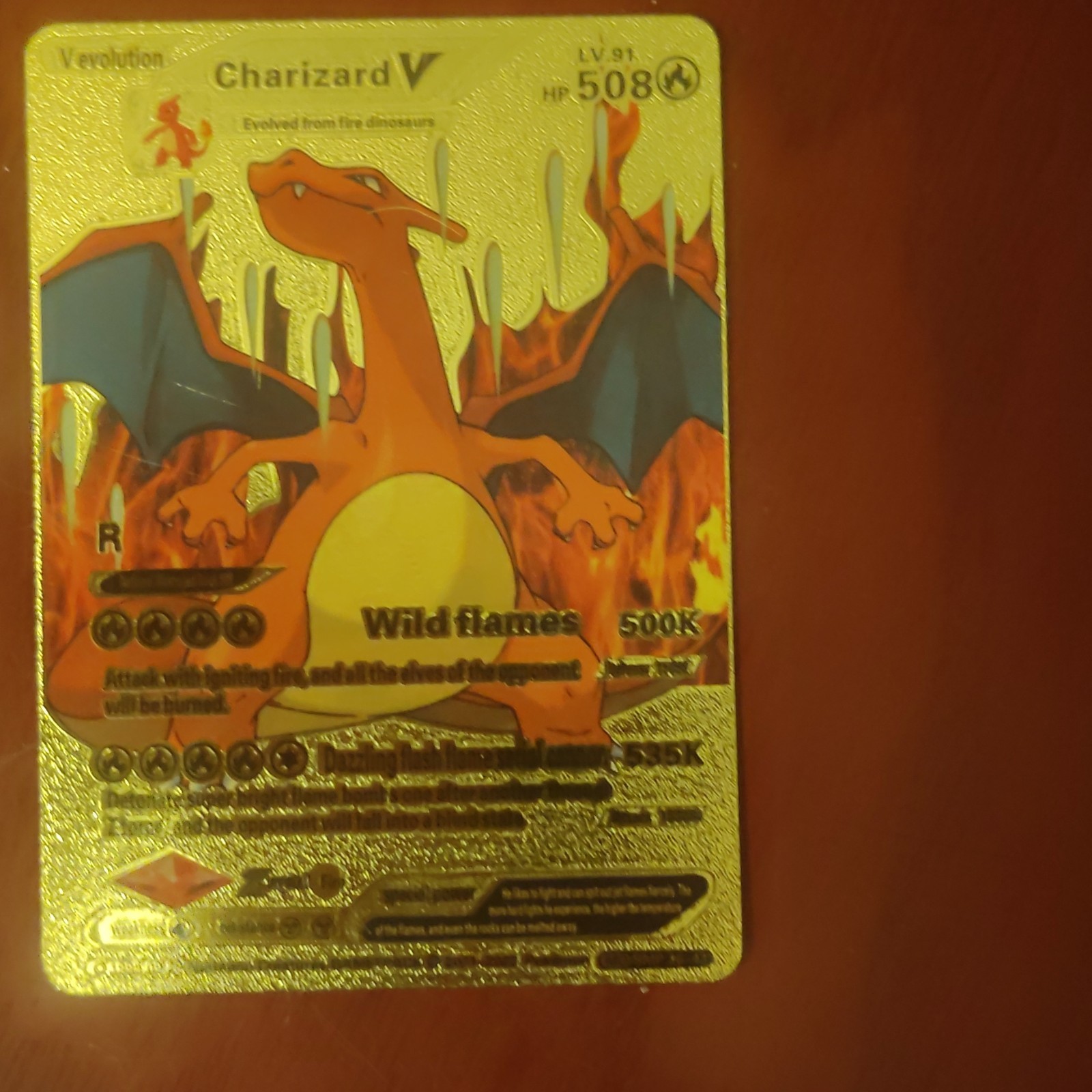 Pokemon V Evolution Charizard V HP 508 LV 91 Gold Foil Fan Art Card