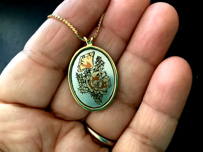 Vintage Reed & Barton Damascene Charm 18'' Necklace Birth Month Flower Design