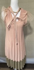 Redvalentino Pussy Bow Pleated Cotton Blend Dress 