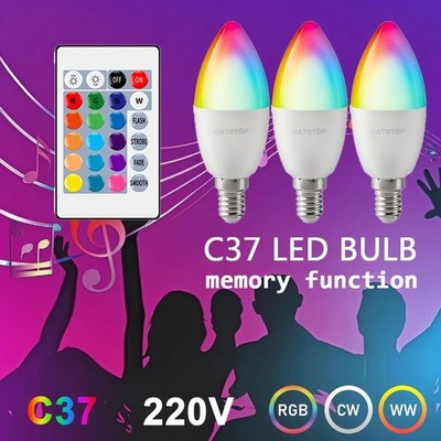 E14 RGB LED Leuchtmittel 6W 16 Farben dimmbar Leuchte mit Fernbedienung 220V