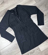 PrettyLittleThing Long Sleeve Washed Black Utility Mini Dress Women’s 4 Grunge 