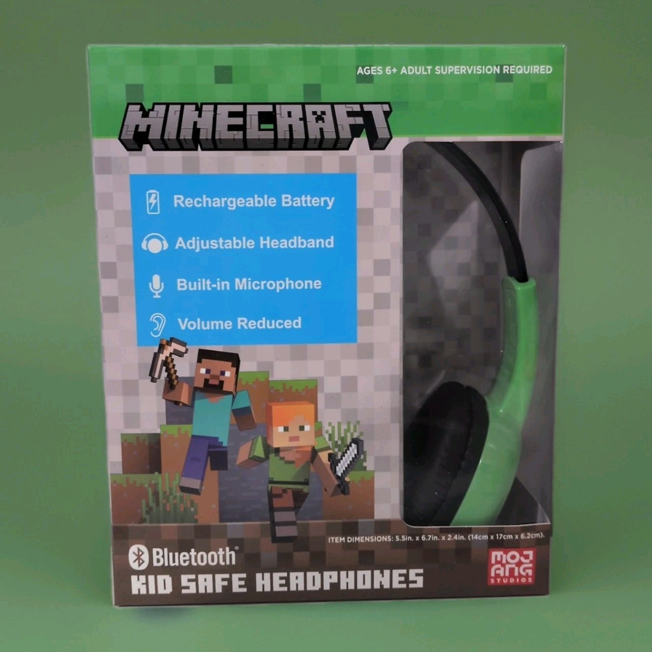 Auriculares MINECRAFT Bluetooth seguros para niños con almohadillas acolchadas #MX-VB28.EXv25