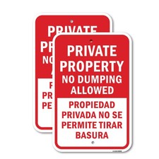 Private Property No Dumping Allowed Propiedad P Heavy Gauge Metal Parking Sign
