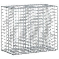 Gabion Raised Bed Silver Galvanised Steel 90x50x80cm Sturdy Weatherproof HighCap