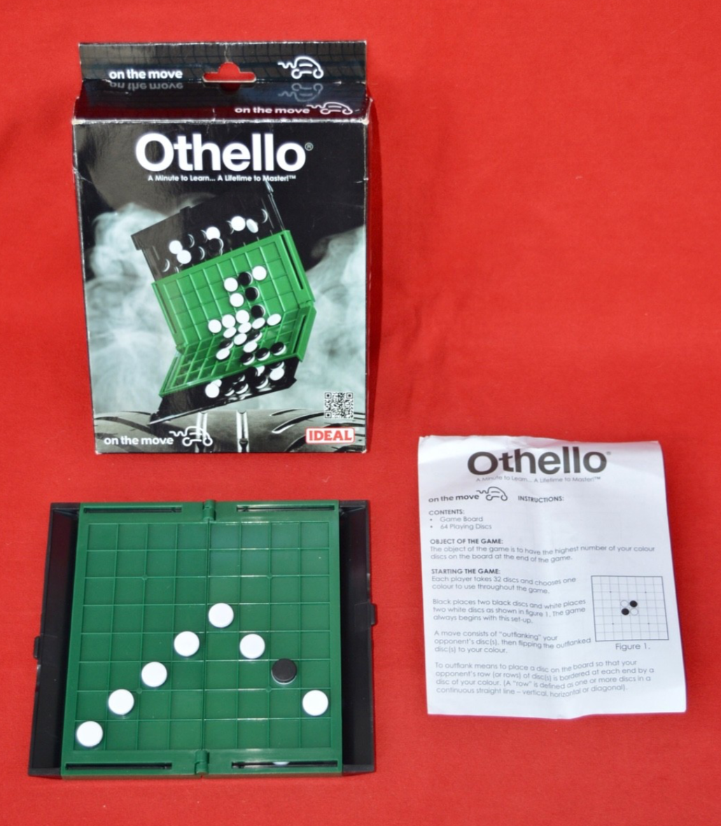 JOHN ADAMS / IDEAL - OTHELLO ON THE MOVE TRAVEL GAME - COMPLETE & SOUND!