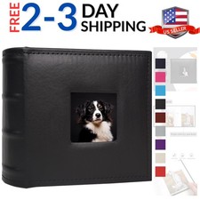 Small Photo Album 4x6 100 Pockets with Writing Space Leather Cover Picture Bo...
