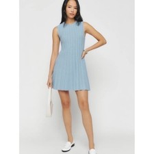 Reformation Ezra Cotton Knit Mini Dress Mineral Blue NWT XL