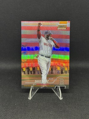 2022 Stadium Club David Ortiz Chrome Orange Refractor Our F'ing City Flag 64/99