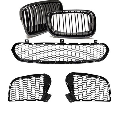 Doppelsteg Grill +SET Gitter hochglanz schwarz passt für BMW E70 X5 E71 X6 M 