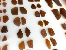 50 pc Beach Sea Glass Pairs Cab Seaglass Surf Tumbled Frosted Craft Brown B4 USA