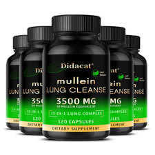 Mullein Leaf Capsules Support Lung Cleanse Respiratory Function 120 capsules