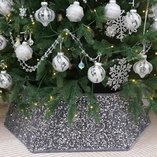 Silvergrey Christmas Tree Collar with Sparkling Sequins Collars for Atificial