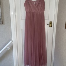 ASOS DESIGN Bridesmaid cami pleated tulle maxi dress size uk 10 rose 