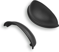 10 Pack Matte Black Cabinet Cup Pulls 3" Drawer Handles Kitchen Hardware
