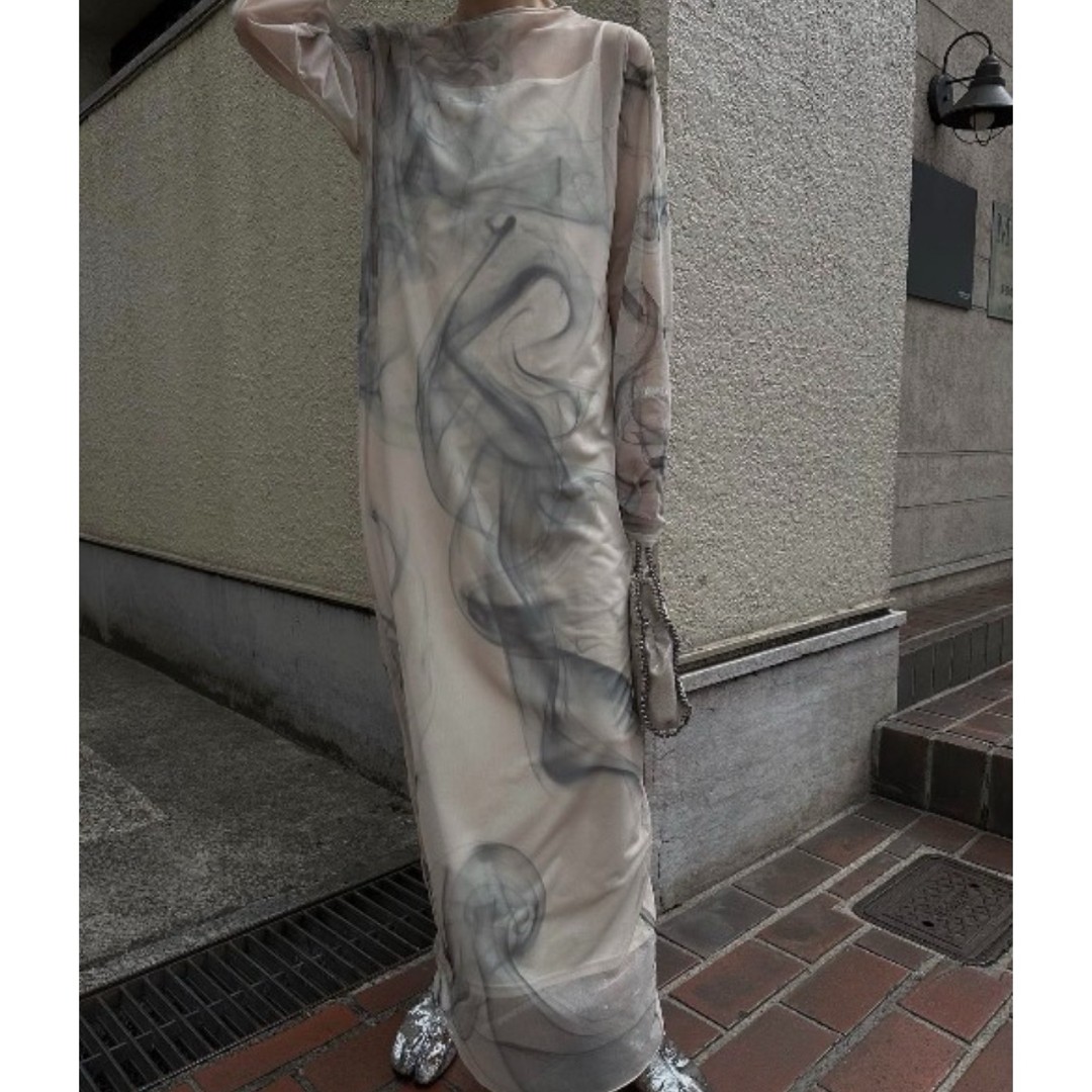 AMERI Curl Off Smoke Sheer Dress - image 1