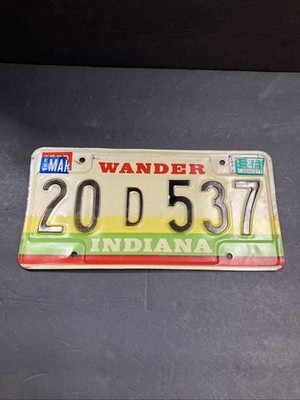 Indiana License Plate 1987 Elkhart County  Wander  20D537