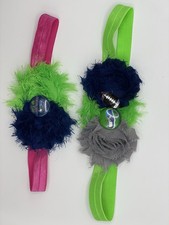 Seattle Seahawks Hair Bow Headband Set Adult Child Matching NFL Team