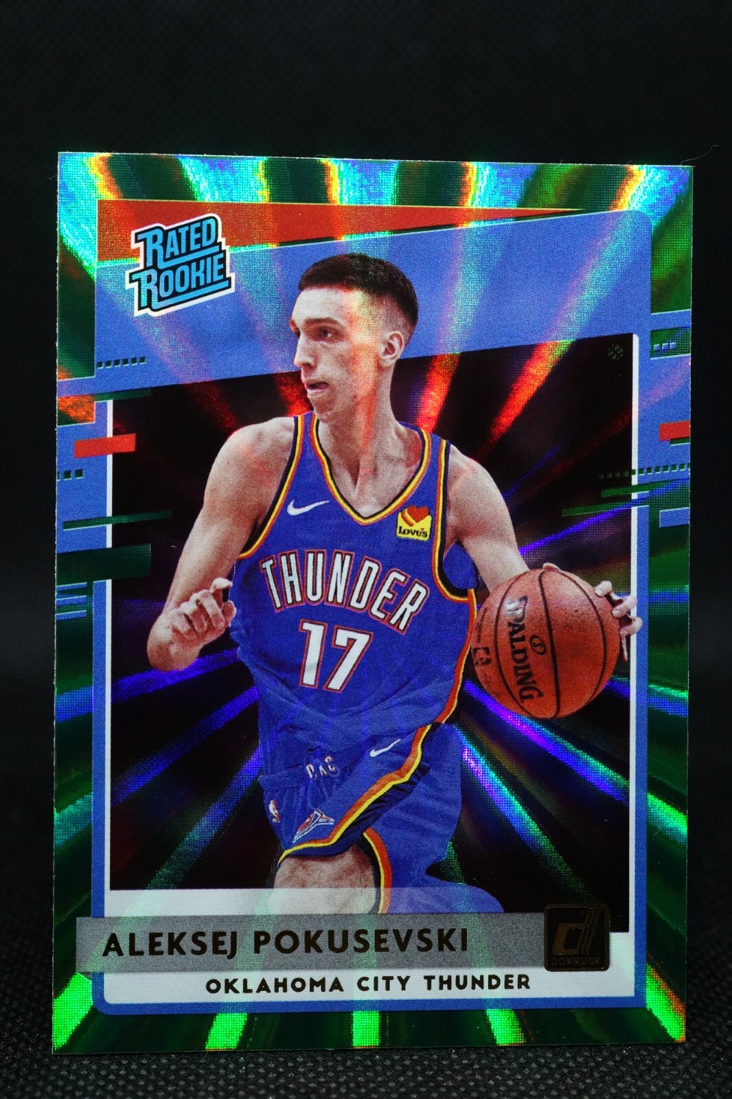 2020 NBA Panini Donruss Rated Rookie Green Laser Aleksej Pokusevski #209 Rookie