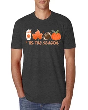 Tis' The Season Pumpkin Spice Leaves Football Stars Men Tri Blend TShirt
