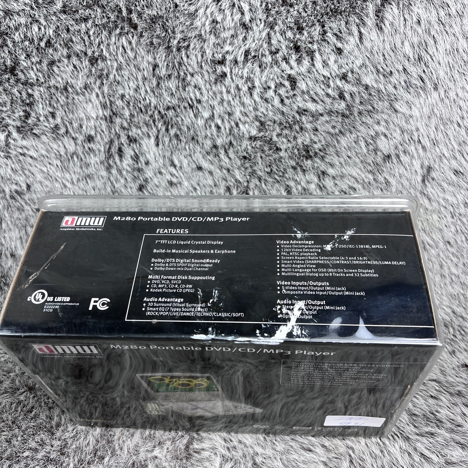 Portable Media DVD/CD/MP3 Video Player AMW Amphion Mediaworks Silver