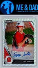 2021 Prizm DP Base Autographs Prizms White Donut Circles #140 Evan Justice /50