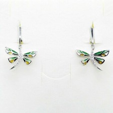 CZ Emaille Ohrhänger SCHMETTERLING 925 Silber 585 Weißgold vergoldet