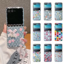 For Motorola Razr 60ultra/Razr 2025 Cute Clear Butterfly Case Beaded Wrist Strap