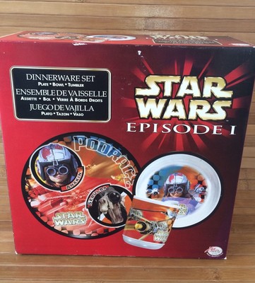 New STAR WARS Episode I Dinnerware Set Plastic Plate Bowl Tumbler NIB