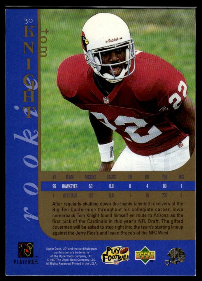 1997 Upper Deck UD3 #30 Tom Knight - Image 2 of 2