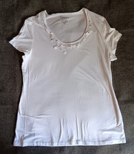 Shirt size XL Platinum Short Sleeve White Top womans With Ribbon Accents