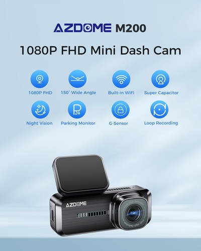 AZDOME 1080P Dash Cam WiFi Night Vision 24H Parking Mode G-Sensor 128GB SD Card - Picture 2 of 12