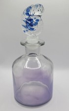 Blue/Purple Harbor Glass Perfume Bottle with Crystal Sea Shell Stopper 7 Inch