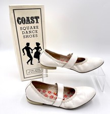 Coast Square Dance Shoes 5M White Ringo Leather Maryjane HandMade Women  s w/box