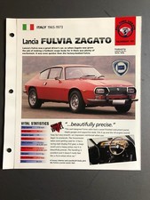 1965 - 1973 Lancia Fulvia Zagato Coupe IMP "Hot Cars" Spec Sheet Folder Brochure