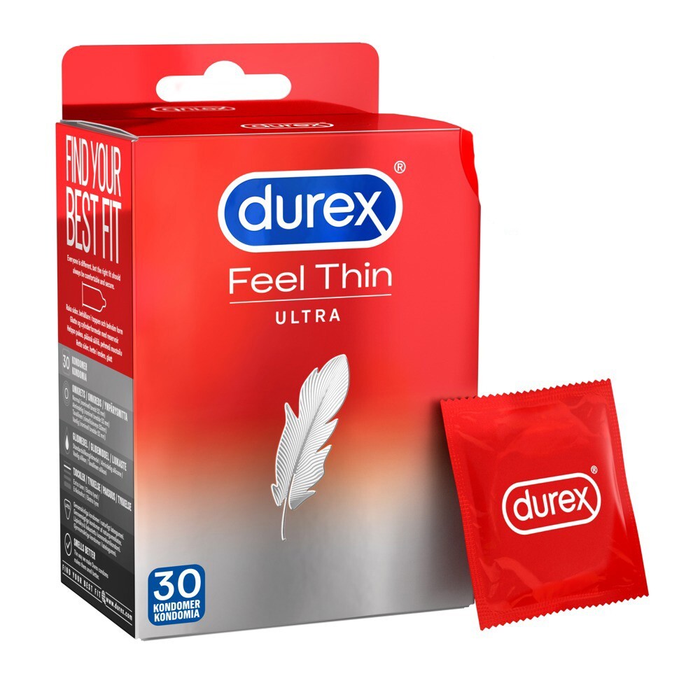 Durex Kondom Condom  Feel  Thin Ultra 30 stück Feucht beschichtete condome