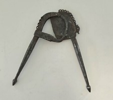 Antique Indian Etched Metal Large Betel Nut Cutter 15”