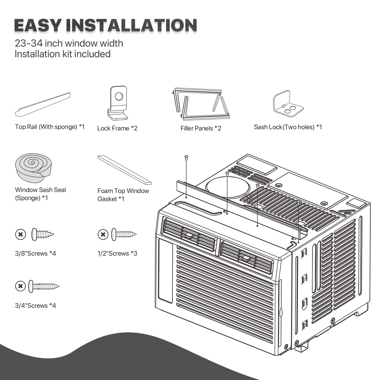 5,000 BTU Ultra Quiet Mechanical Window Air Conditioner 2 Fan Speed