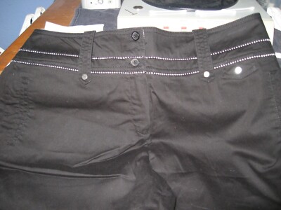 Liu Jo Pantalon Capri Femme Taille 40 W26 Blanc Noir Swarosky Liu Jo Pantalon Capri Femme Taille 40 W26 Blanc Noir Swarosky
