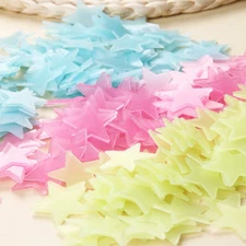 100 pcs Pack Glow In The Dark 3D Stars Moon Stickers Bedroom Wall Room Decor DIY