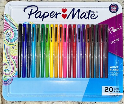 Paper Mate Flair Felt Tip Pens Assorted Colors Pack of 20 Pens Medium Point