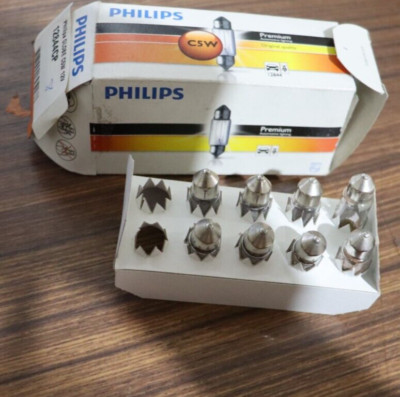 NEW PHILIPS FESTOON GLOBE C5W  12V 5W  PART 12844CP  (10 )   - FREE AU POST