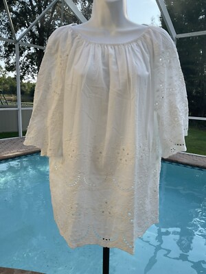 Kyla Seo Caite Clio Blouse Top Women's Small Embroidered Eyelet Peasant NWT